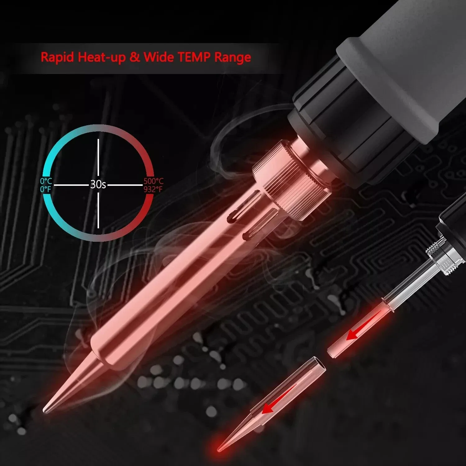 90W Digital Soldering Iron Kit with LCD Display, Adjustable Temperature Electric Soldering Iron, Fast Heating Welding Tool with 5 Replaceable Tips & Solder Wire for Electronics Repair, DIY & Circuit Board Work