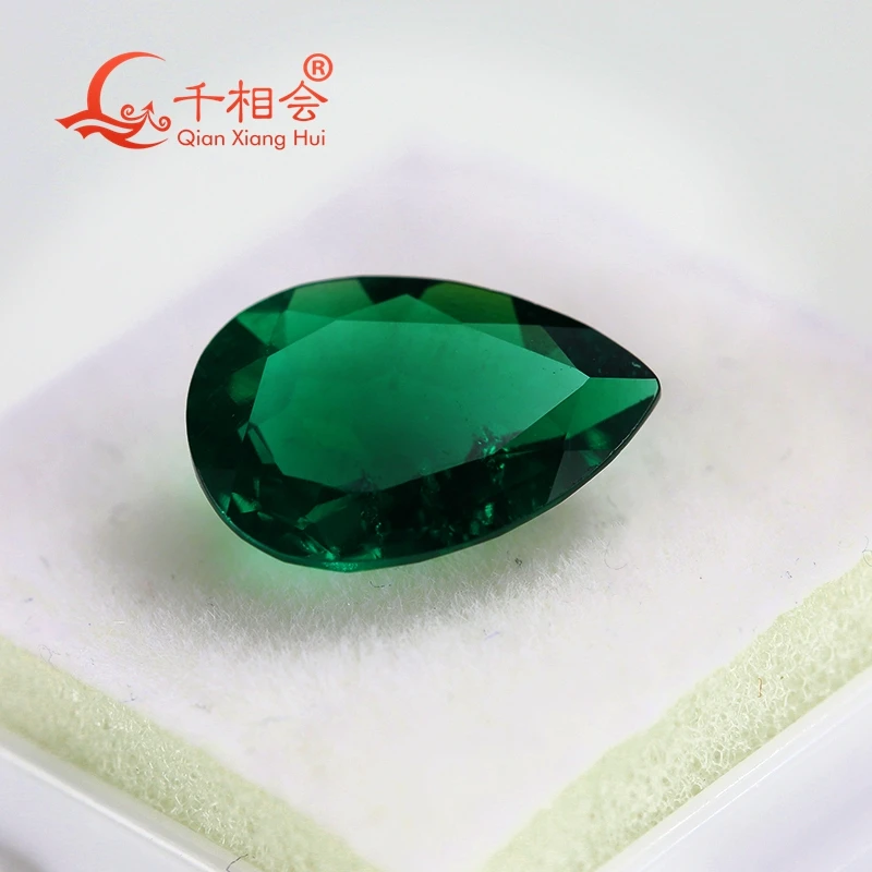 4*6mm to 15*20mm green color pear shape Created Hydrothermal Muzo Emerald including minor cracks and inclusions loose gemstone