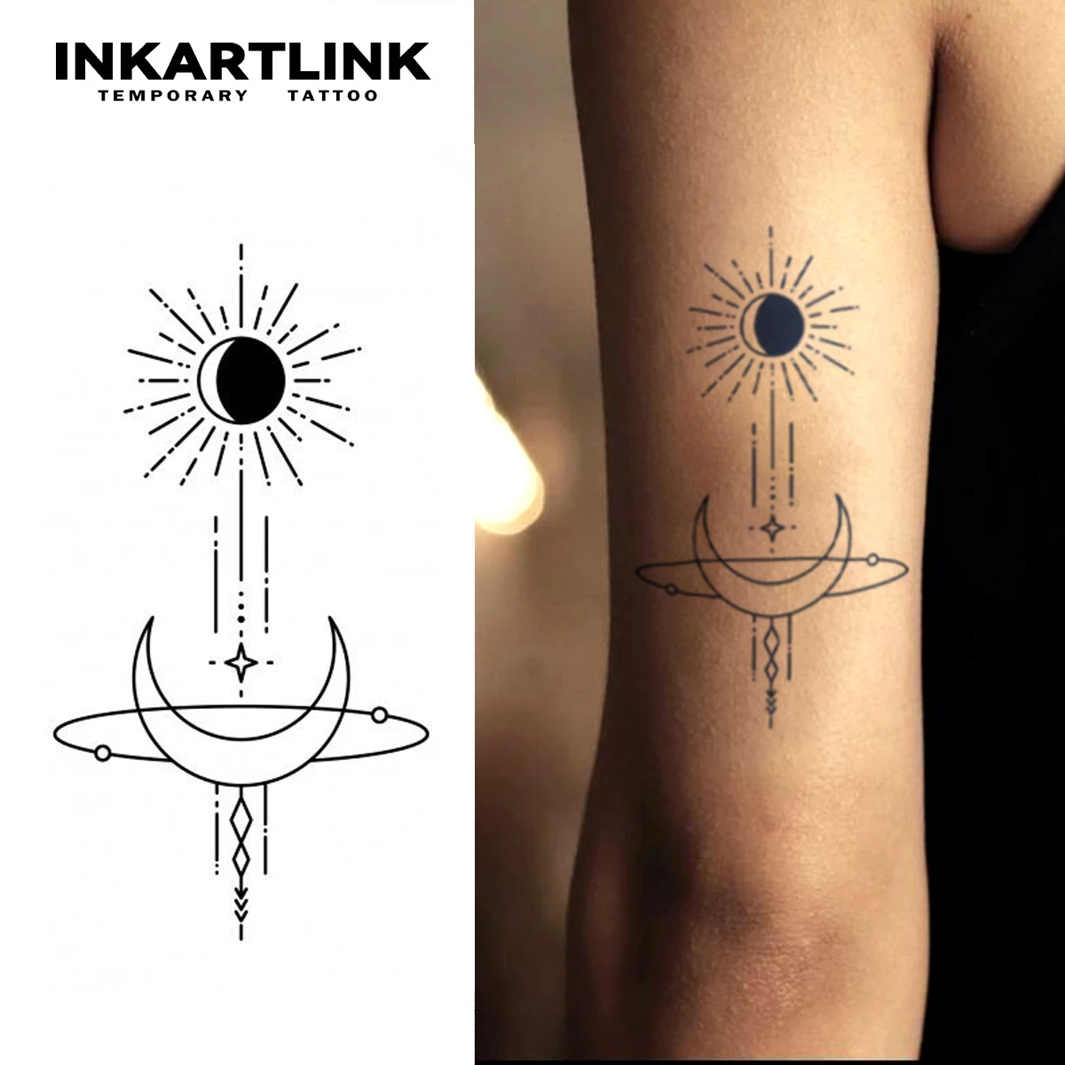 Moon Planet Temporary Tattoo,Lasts To 15 Days New Technology Magic Waterproof Semi Permanent Sticker