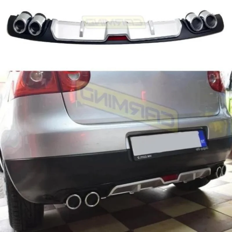 For VW Volkswagen Golf MK6 Car Rear Bumper Diffuser Black ABS Plastic Car-Styling Spoiler Deflector BodyKit Splitter Lip