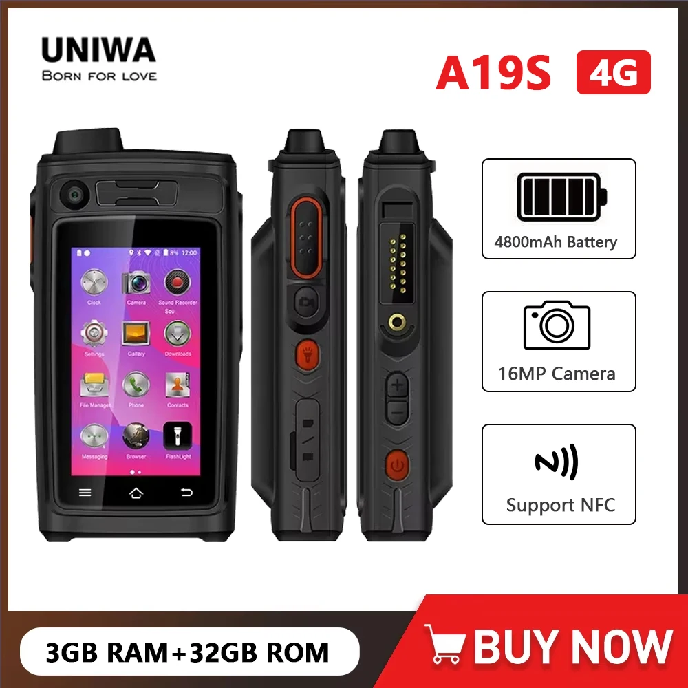 UNIWA A19S Shockproof Smartphone IP68 Waterproof  4G LTE Quad Core Phone Walkie Talkie POC Zello Android 6 Mobile Phone 4800mAh