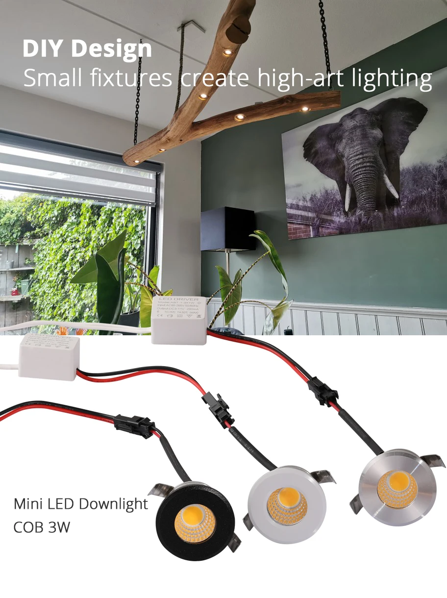 10pc/pack Mini COB LED Spotlights 3W 29mm 100V-240V Jewelry Display Ceiling Recessed Cabinet Spot Lamp Down Lights