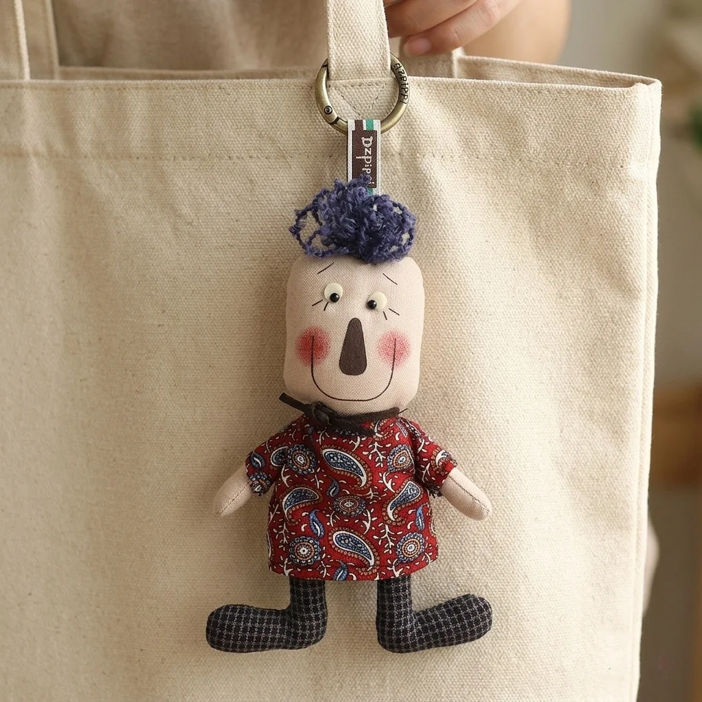 Handmade Funny Ugly Cute Monster Keychain Kawaii Messy Hair Doll Keyring Bag Pendant Backpack Charm Aesthetic Women Gift
