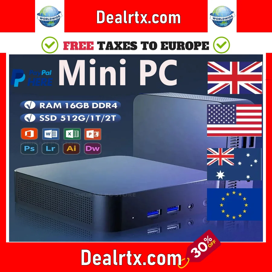 

Mini PC Windows 11 Intel Core i9-8950Hk 16GB DDR4 1TB/2TB SSD Ultra High Speed 8-Core Processor Dual 4K HDMI WiFi 6 Portable PC