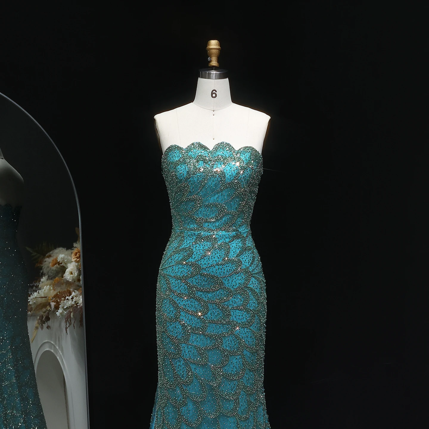 Sharon Said Stunning Emerald Green Strapless Mermaid Evening Dress for 2025 Wedding Arabic Formal Party Gowns SS601 Customized image 3