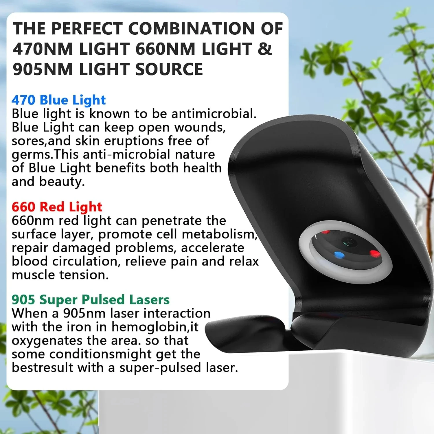 905nm Nail Fungus Laser Treatment Device 407nm Blue Light+Infrared Light Fingernail Fungus Treat Onychomycosis Therapy Foot Care
