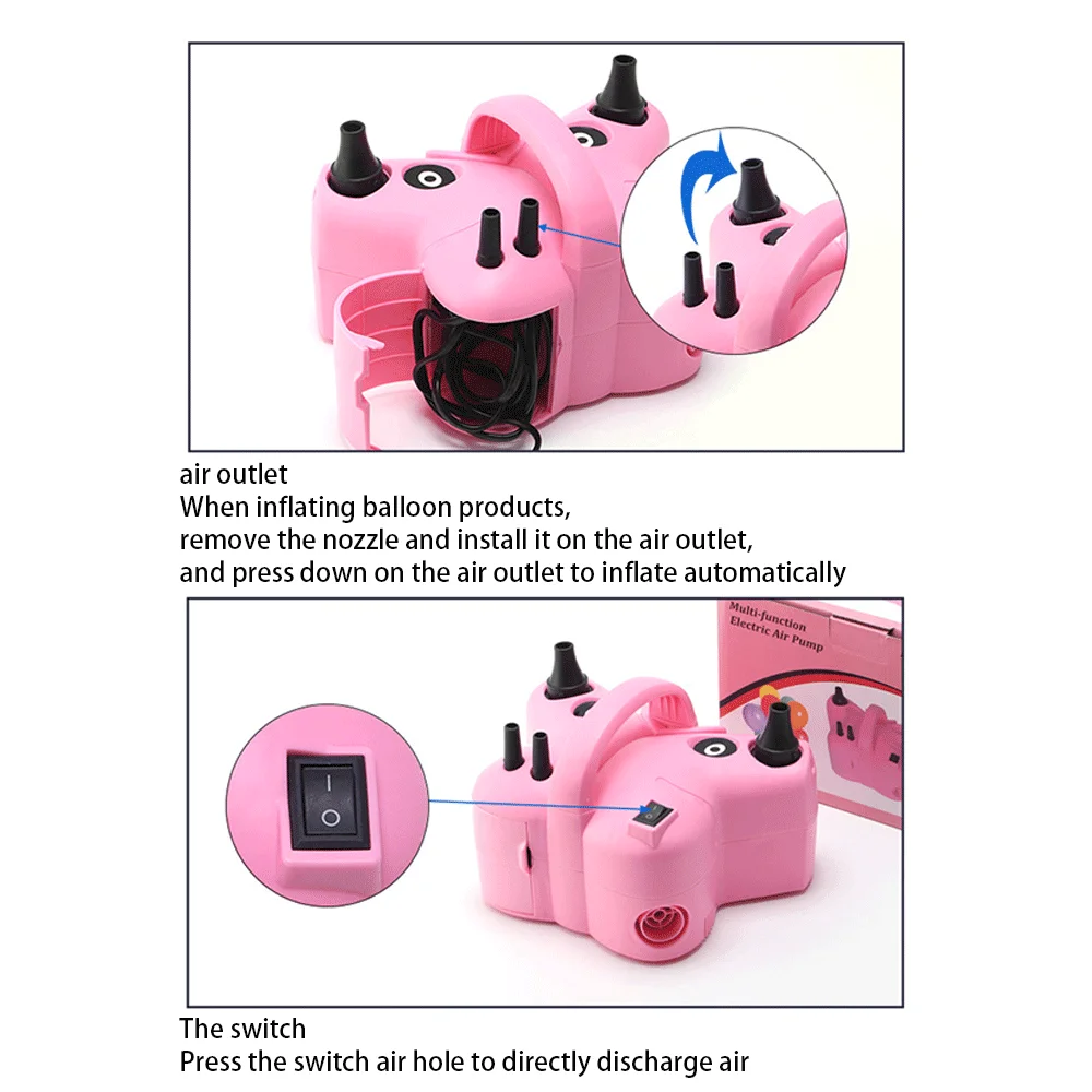 Portable Butterfly Balloon Pump European/American Plug Multifunctional High Voltage Double Hole AC Electric Air Balloon Inflator