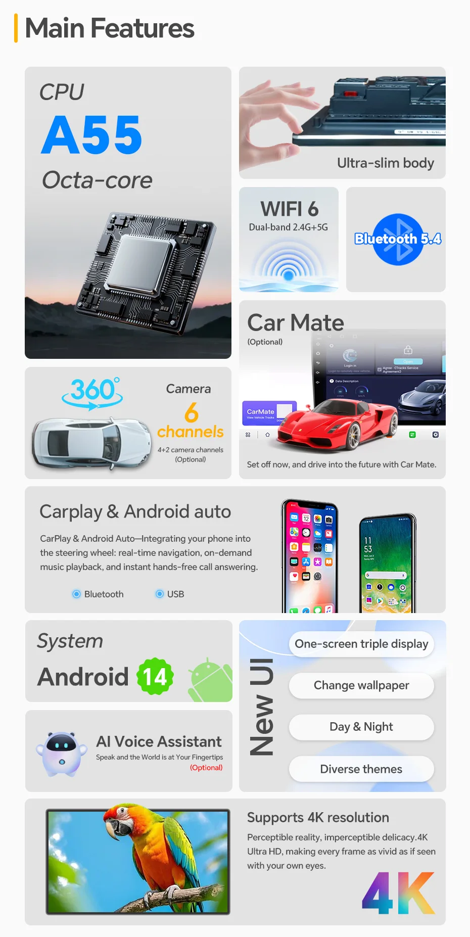 Sistema de radio inteligente para automóviles Eunavi, compatible con Suzuki Swift, modelos 2005, 2006, 2007, 2008, 2009 y 2010. Conexión inalámbrica CarPlay y Android Auto. No es un sistema 2 DIN. Incluye reproductor de DVD, estéreo, wifi y sistema de navegación GPS. 2