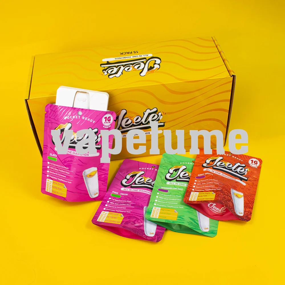 Cigarrillos Eléctricos Jeete Negros Recargables, Cartucho Blanco con Ventana Transparente, Cierre a Prueba de Niños, Juego de Empaque Vertical