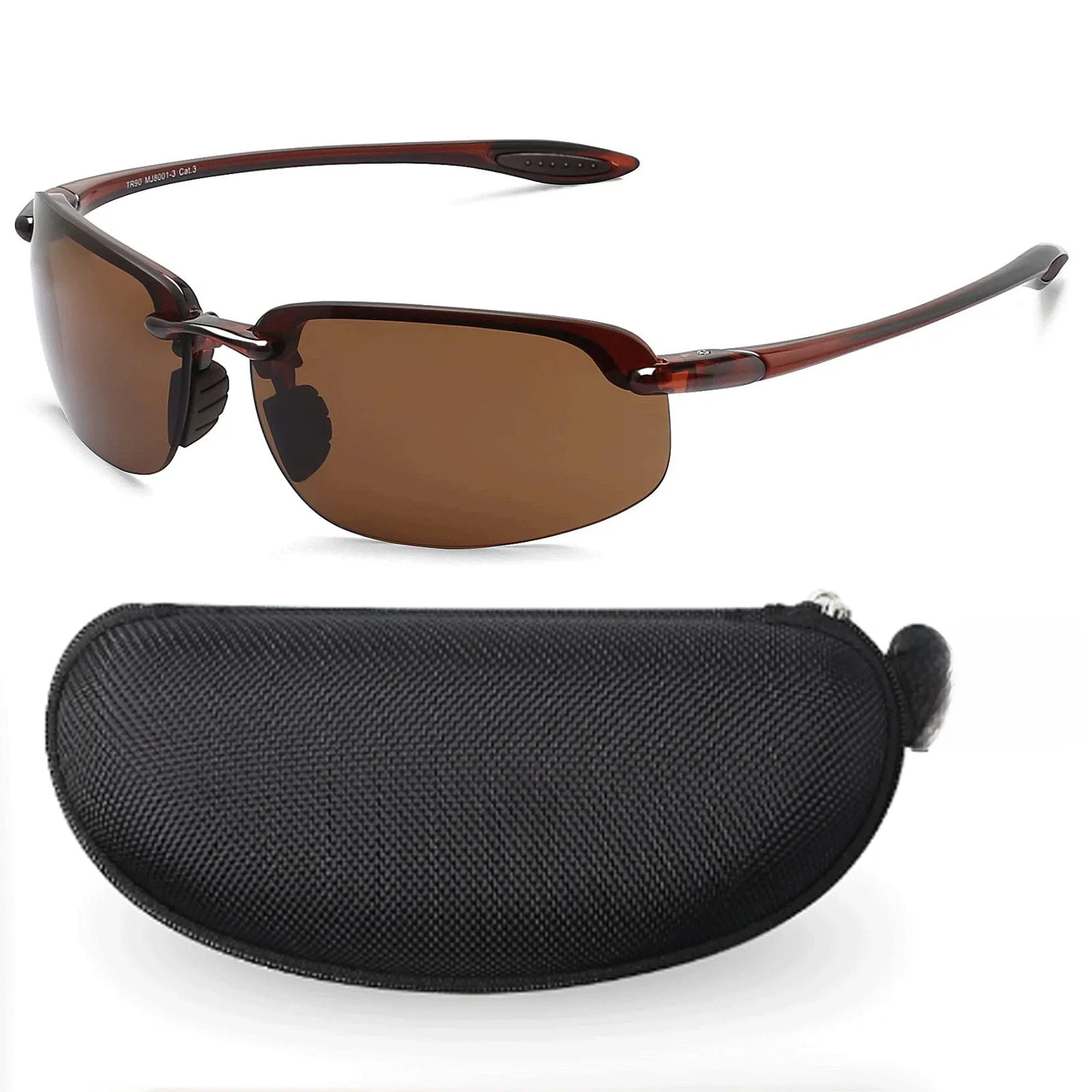 AliExpress MAXJULI Polarized Sports Sunglasses for Men Women TR90 Rimless Frame Protection for Running Fishing  Driving UV400 8001