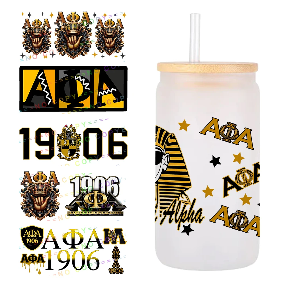 

Fraternity Alpha Phi ALpha Pattern UV DTF Transfer Sticker Waterproof Transfers Decals For 16oz Glass Cup Wrap Stickers