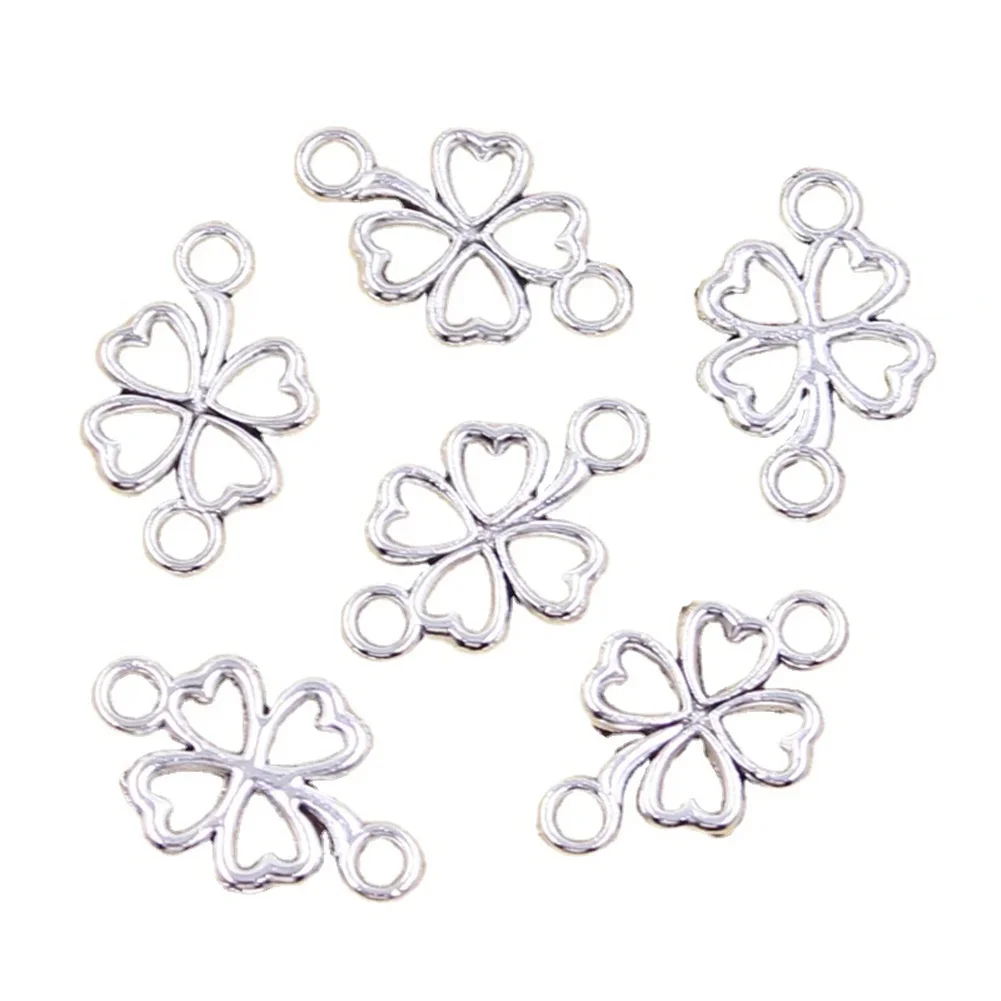 30 sztuk Charms Lucky irlandzki czterolistna koniczyna Link 20x12mm antyczne srebro kolorowe wisiorki dokonywanie DIY Handmade tybetański znalezienie biżuterii — zdjęcie 2