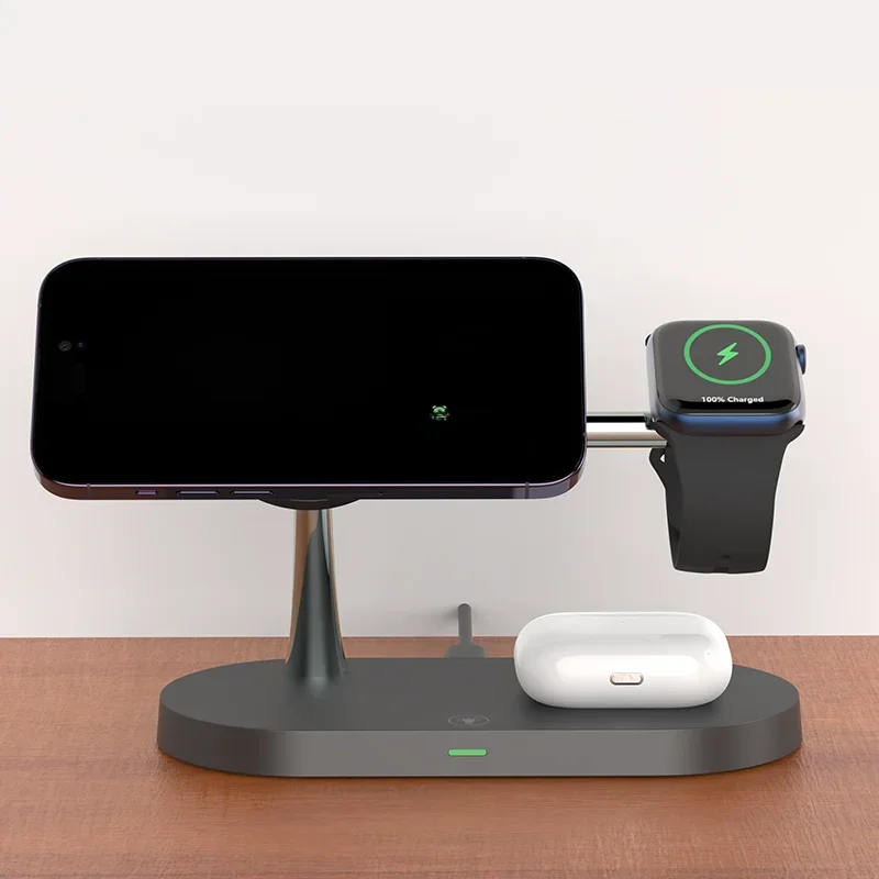 3 in 1 draadloze opladerstandaard voor iPhone 12/13/14/15/16/17 snellaadstation voor Apple Watch 10 9 8 7 6 5 4 Airpods 2 3 Pro - afbeelding 2