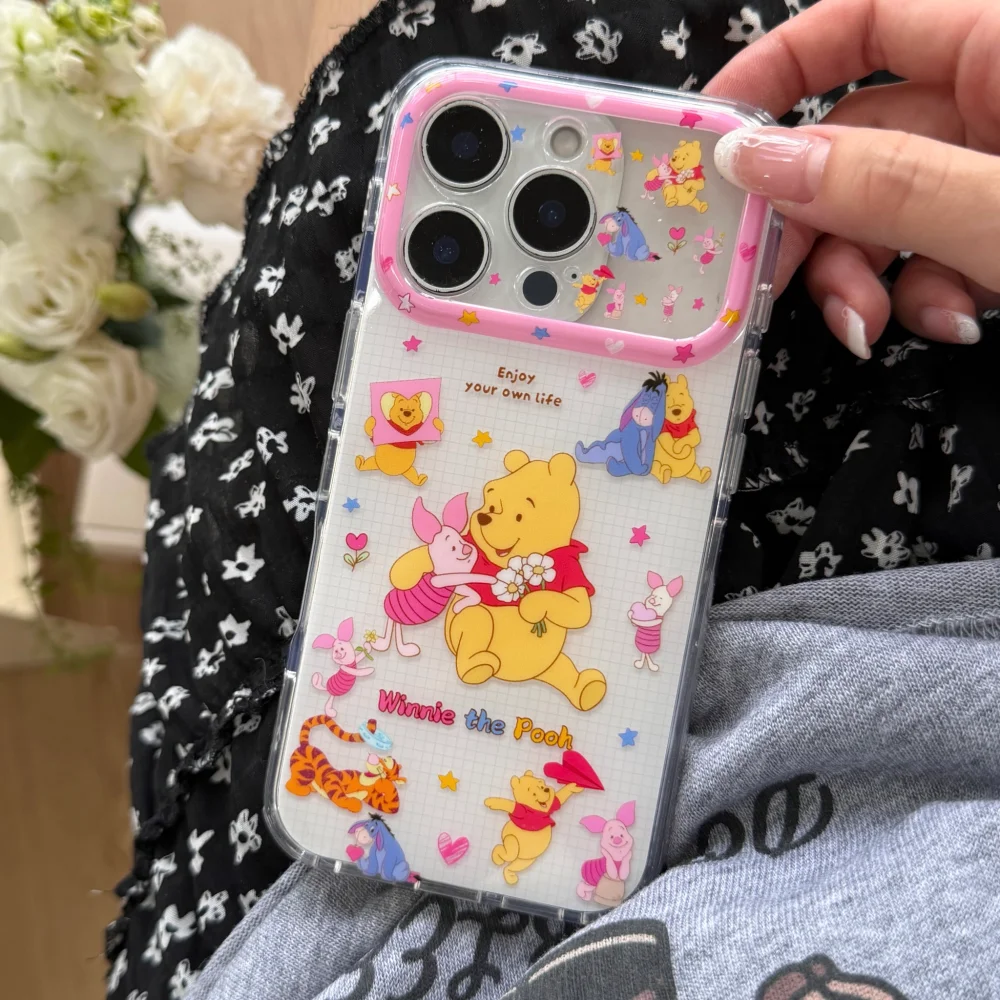 Kawaii Bear Print Girls Phone Case for iPhone 17 Pro Max 16 Max 16 15 17 Pro Fashion Cute Shockproof Girls Anti-fall Cover Sweet