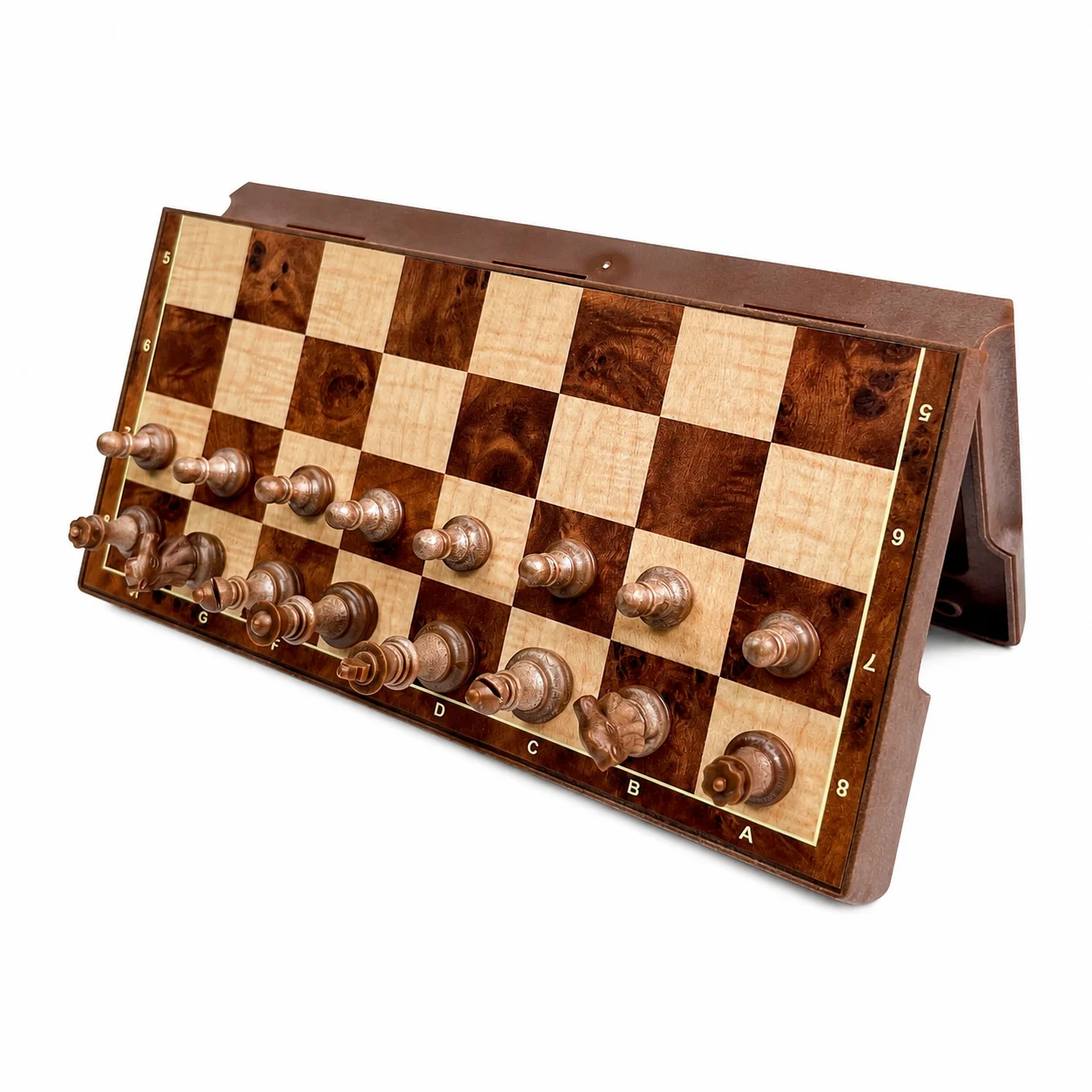 19x19cm 2 in 1 Folding Magnetic Chess Checkers Set Wood Grain Board with Carry Box Safe Portable Travel Toy Gift