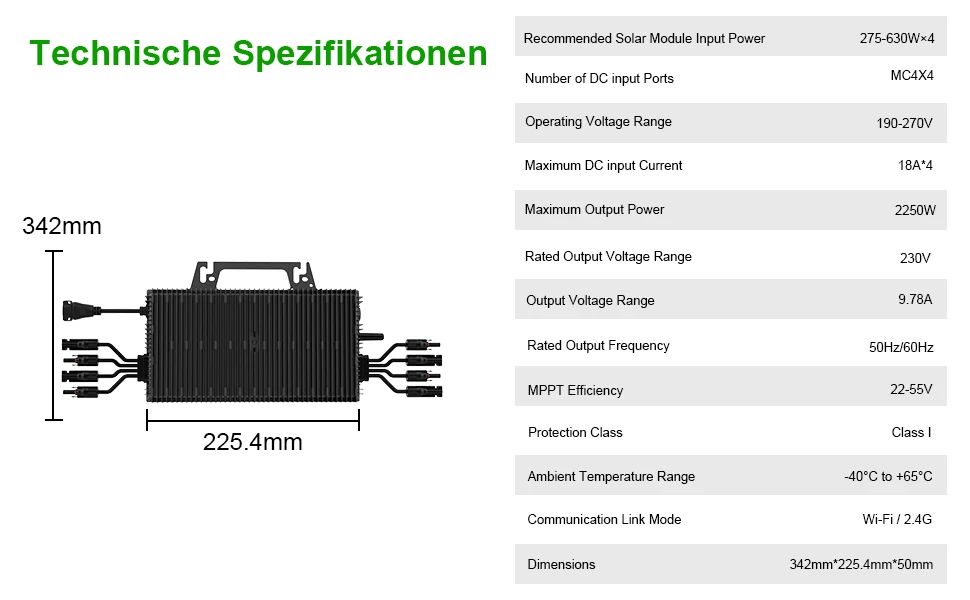 2250W Netzgekoppelter Mikro-Wechselrichter, Solar-Mikrowechselrichter mit WLAN und Bluetooth, 2026 Bestseller AC Wasserdicht 60V PV-Eingang – Detail 6