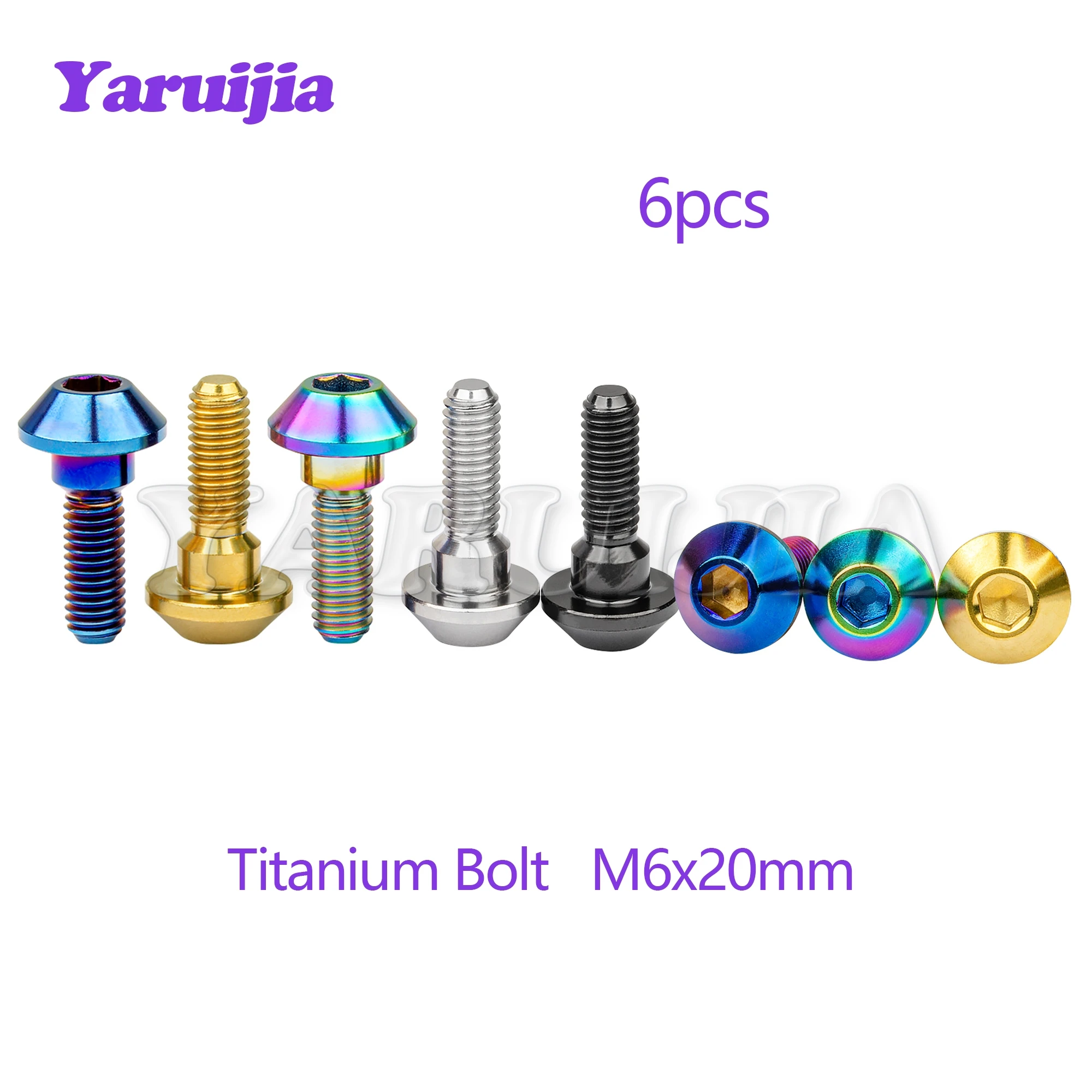 Yaruijia Motorcycle Bolt M6x20mm Titanium Hex Umbrella Head Screws for Yamaha Disc Brake