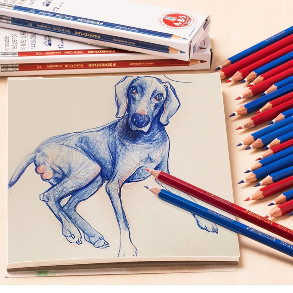 6/12pcs STAEDTLER Color Pencils Professional Drawing Anime Design 14450 Erasable Red Blue Anti Broken Lead School Art Supplies view 3