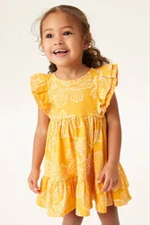 Brand Quality 100% Cotton Baby Girl Clothes Cartoon 2024 Summer Casual Children Clothing Kids A-LINE One-piece Dresses for Girls