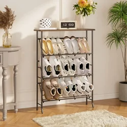 Furniture Shoe Rack Storage Narrow 4 Tier Metal Shoe Storage Shelf Free Standing Racks Space