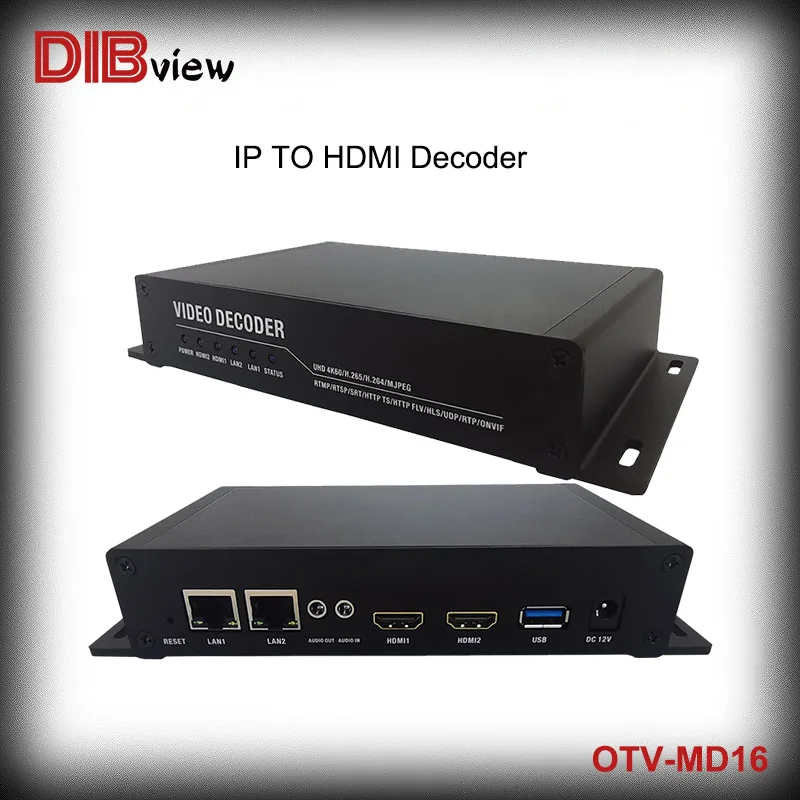 

OTV-MD16 IP RTMP RTSP TS RTSP UDP HTTP TS FLV UDP SRT RTP to HDMI HD Decoder