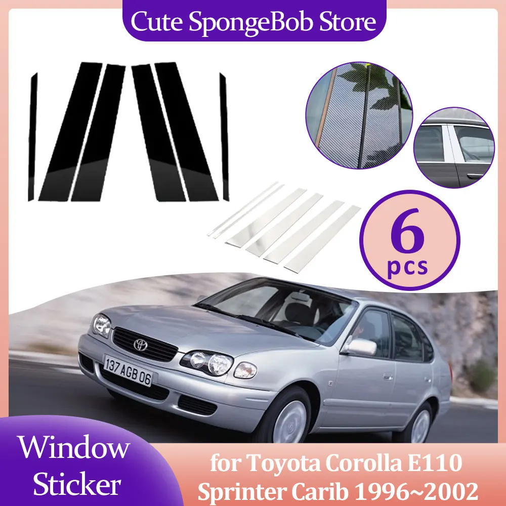 Car Door Window Trim Cover for Toyota Corolla E110 Sprinter Carib 1996~2002 Carbon Fiber Chrome Sticker Pillar Posts Accessories