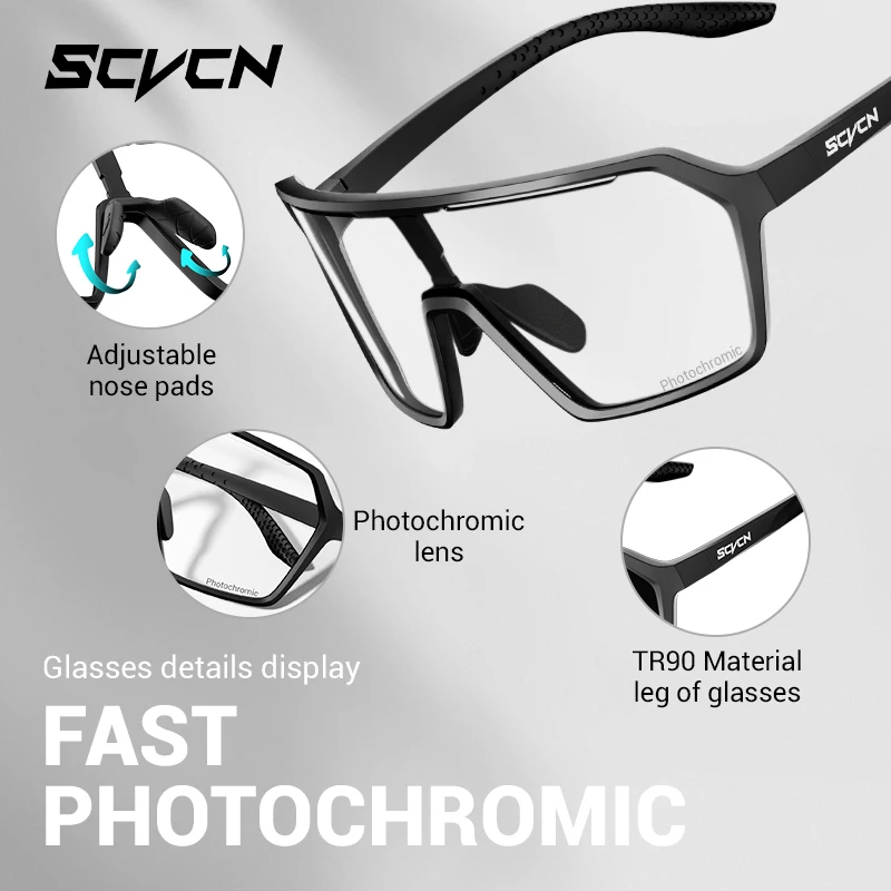 SCVCN Fashion fotochromowe męskie okulary przeciwsłoneczne na rower damskie Outdoor Sports Running okulary do wędrówek górskich okulary ochronne UV400