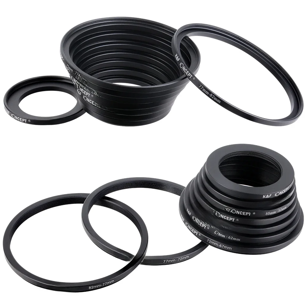 K&F CONCEPT 18-częściowy zestaw pierścieni adaptera filtra obiektywu aparatu 37-82 mm 82-37 mm do pierścienia filtra aparatu ND CPL UV — zdjęcie produktu 7