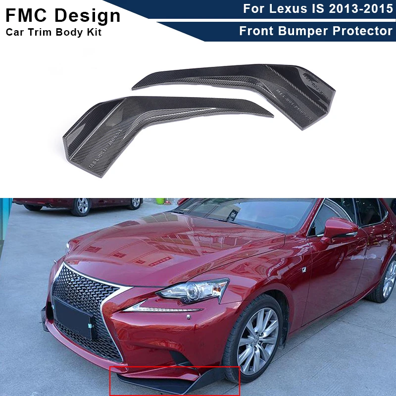 For Lexus IS250 300 IS F Sport Sedan 4-Door Edition Carbon Fiber Front Bumper Lip Splitter 2013-2016 Apron Winglets Flap Spoiler