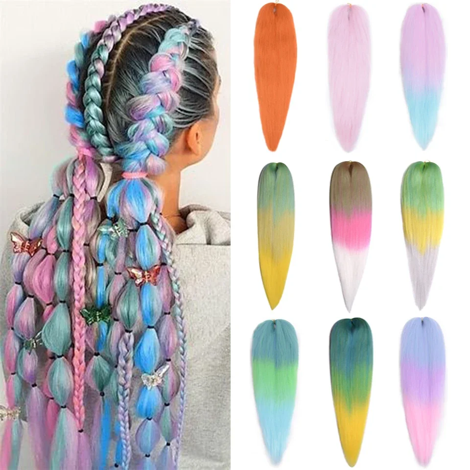 Miss Rola Synthetische 30 Inch 100g Kanekalon Haar Vlecht Yaki Recht Pre Uitgerekt Roze Groothandel Bulk Haarverlenging Jumbo Vlecht - afbeelding 2