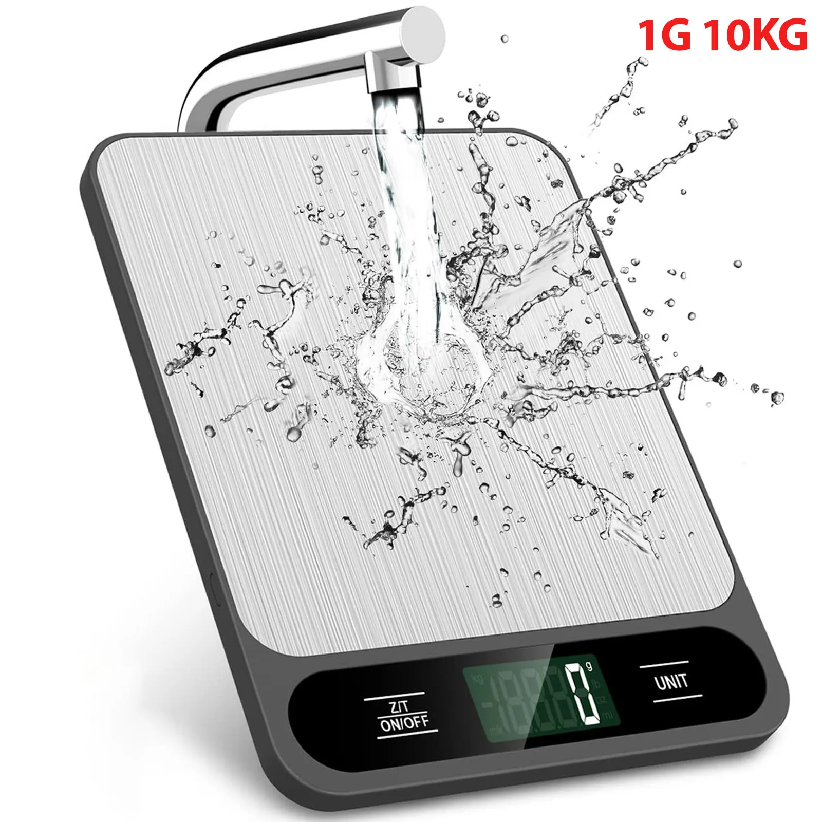 Digital Kitchen Scale 10kg 1g Precise Weight Grams and Ounces with Tare Function Easy Clean Stainless Steel for Baking Cooking