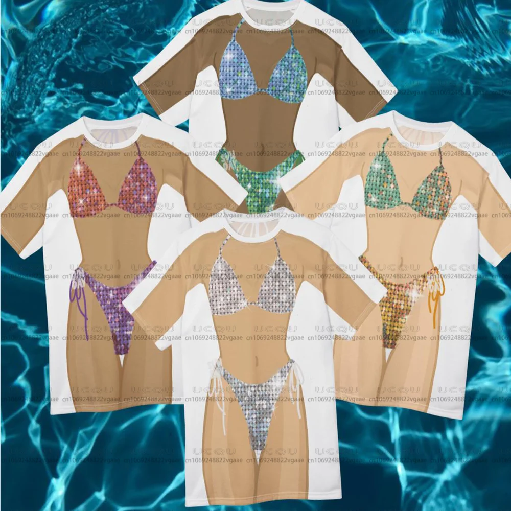 Bride Bikini T-Shirt Dress Costume Fun Loungewear Unique Gift Top Tee Fun Chain Gem Showgirl Cosplay Skirt Party Hawaii 2026