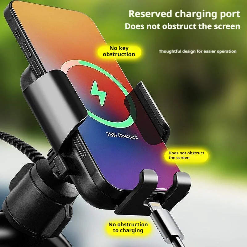 SEAMETAL Motorcycle Phone Mount Universal Bike Handlebar Cell Phone Holder Quick Release Strap Mount for 4.7-7.0in Smartphones