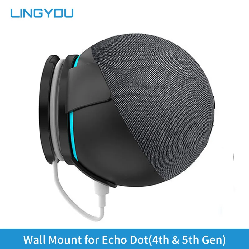LINGYOU منفذ جدار جبل شماعات حامل ل Alexa Echo Dot 4th & 5th Gen توفير المساحة الملحقات في غرفة النوم المطبخ الحمام