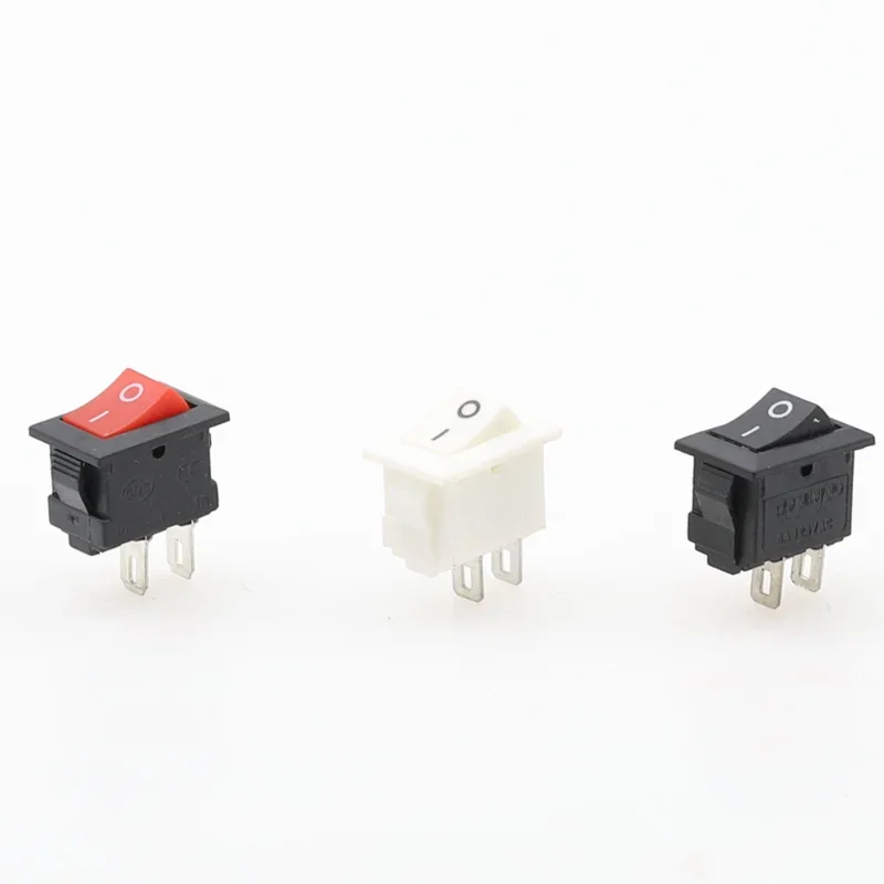 5/10/15 sztuk przełącznik wciskany 10x15mm SPST 2Pin 3A 250V KCD11 zatrzaskowy włącznik/wyłącznik kołyskowy 10MM * 15MM czarny czerwony i biały — zdjęcie 2