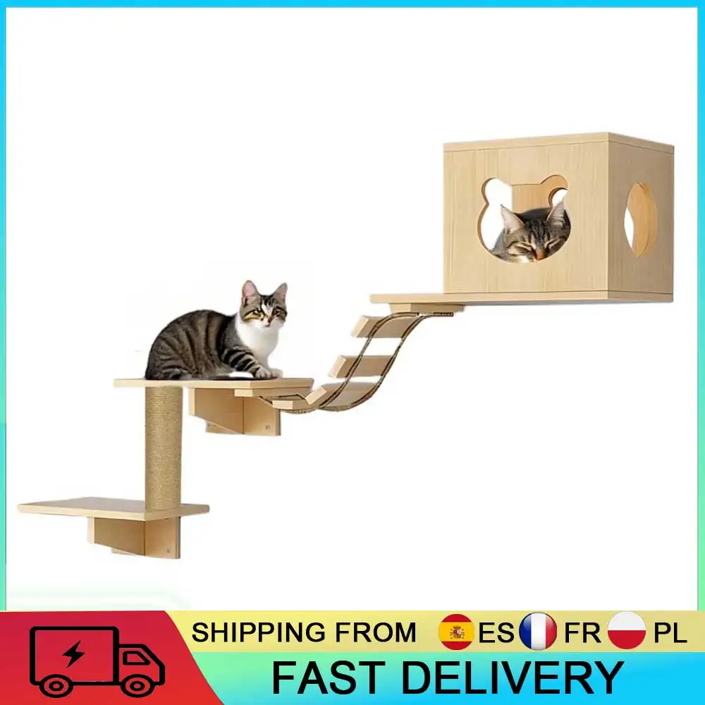 Étagères murales et perchoirs pour chats, marches flottantes pour chats avec griffoir en sisal, mobilier mural moderne pour chats, robuste pour dormir, jouer, grimper, étagère profilée pour chats, fournitures pour chats