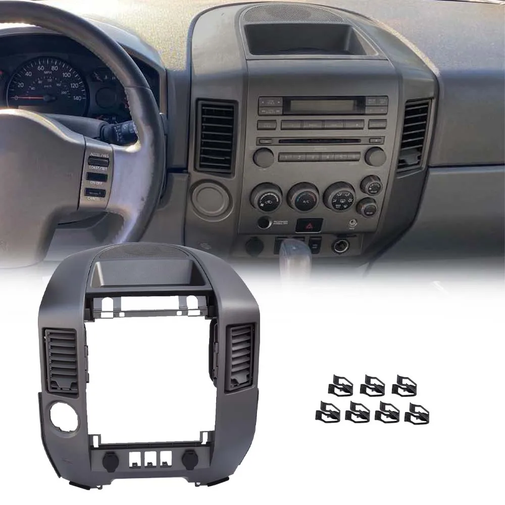 Car Front Center Dash Radio Ac Bezel with Speaker Bezel Fit for 2004 2005 2006 Titan Armada 68257-7S000 Gray Durable Strong