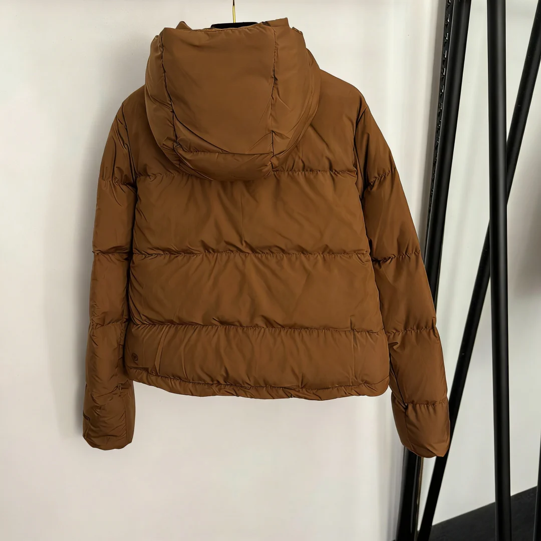 

2025 Autumn And Winter New Women Clothing Warm Fashion Drawstring Waist Long Sleeve Hooded Short Down Jacket Hat Removable