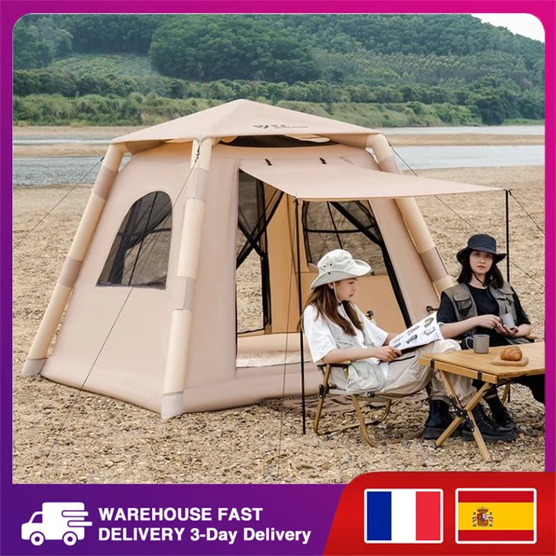 Camping Air Tent for 4-6 people Large Area Waterproof Air shelter Dome tent Family Hiking Traveling inflatable One click tent