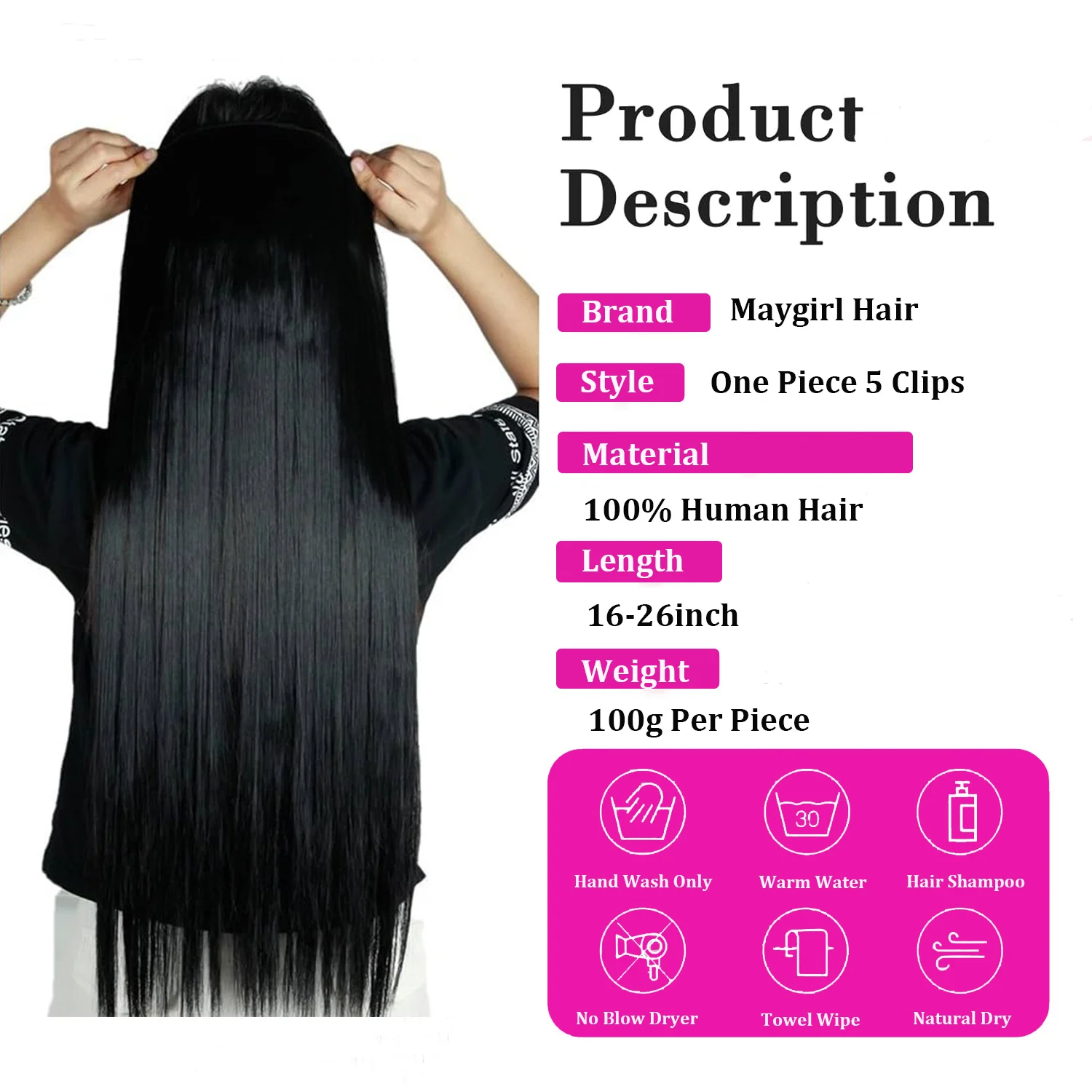Invisible Seamless Hair Extensions Clip In Hair Long Straight 5 Clips One Piece Halo Hair Extensions Remy Human Hair Brown Color - view 5