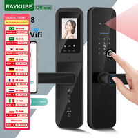 RAYKUBE F008 Tuya Wifi peephole HD Camera Fingerprint Digital Smart Door Lock With Doorbell Built-in Gateway APP Remote Unlock