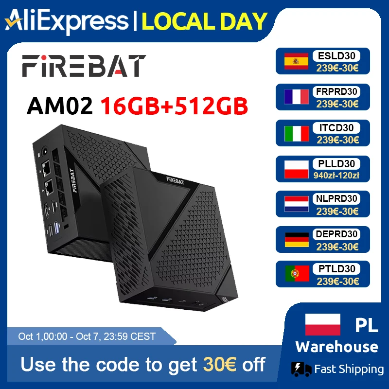 Firebat Am02 AMD Ryzen 5 6600H Mini PC DDR5 16GB RAM 512GB SSD WiFi6 BT5.2 Mini PC Desktop Portatile Computer di Rete con Porta HDMI