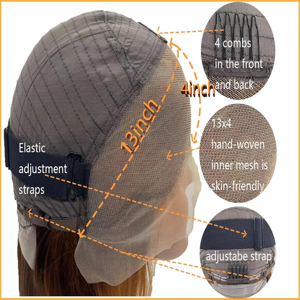 12 14 Zoll braune tiefe Welle 13x4 HD Lace Frontal 4/27 Highlight Ombre farbige lockige 13x4 Echthaarperücke 200 % Dichte