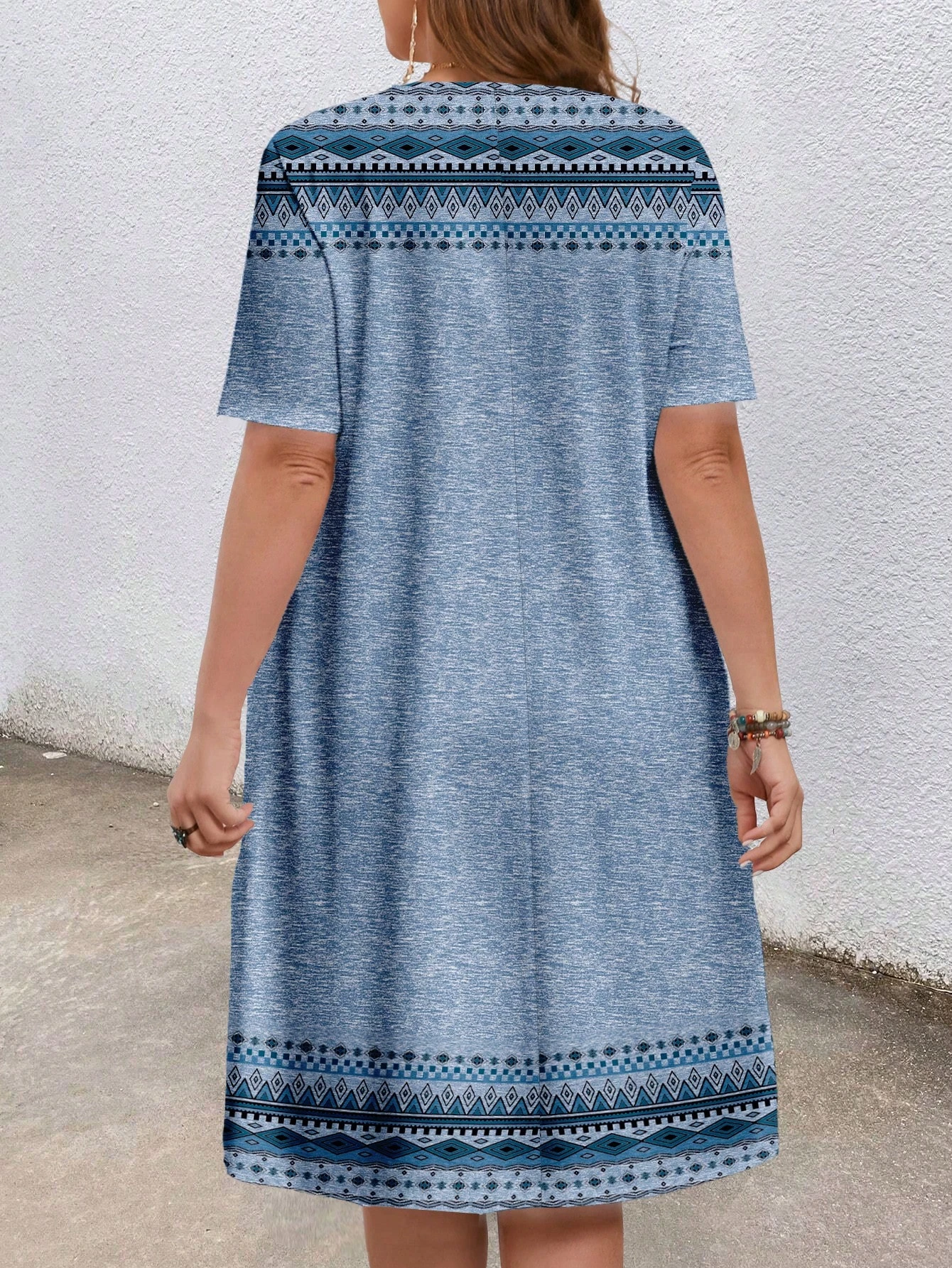 Feather Pattern Print Women T-shirt Dress Summer Fashion High Quality Casual Sport Loose Short Sleeve Round Neck Pullover Dress 4