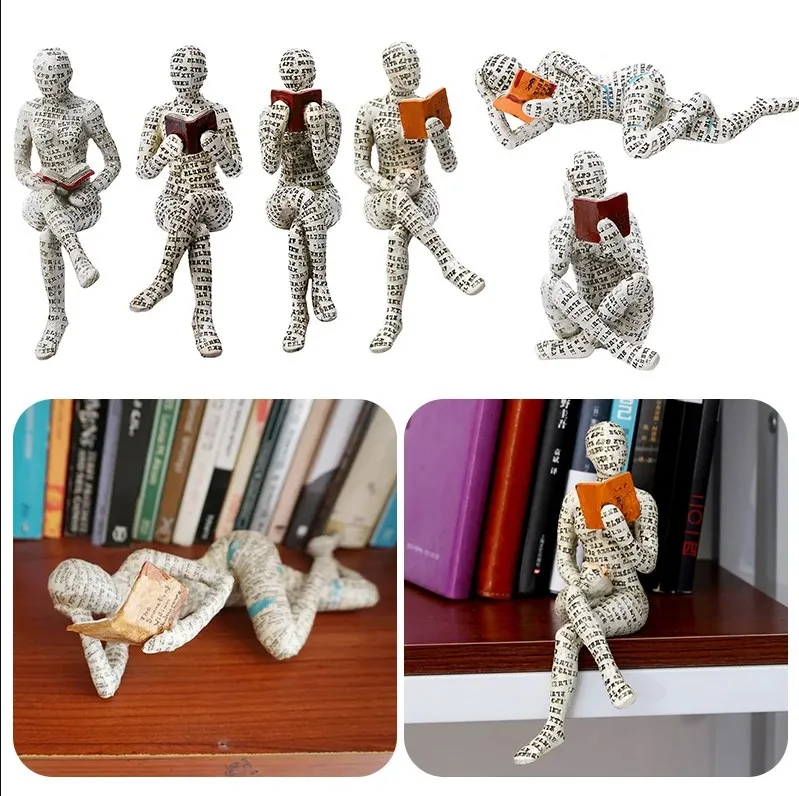 Lesen Frau Harz Statue Desktop-Dekoration Ornament Home Wohnzimmer Schlafzimmer Büro Schreibtisch Dekor Kunst Skulptur Figuren