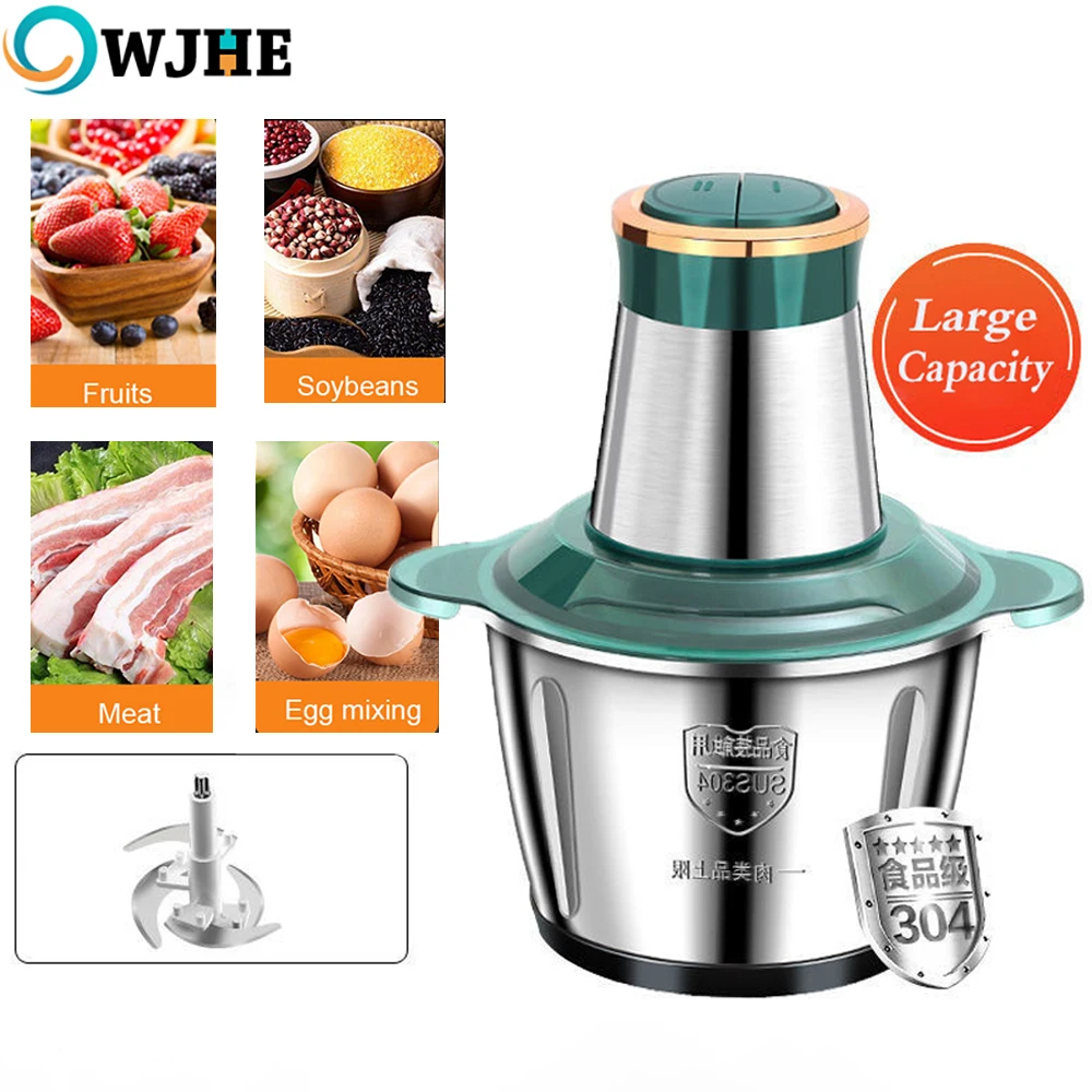 OWJHE Elektrische Fleischzerkleinerer 3L Lebensmittelzerkleinerer Edelstahl Multifunktionaler Gemüseschneider Prozessor Zerkleinerer Küchenmixer