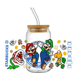 Miniso NEW Super Mario Bros UV DTF Transfer Sticker Waterproof Transfers Decals 16oz for Glass Cup Wrap Stickers