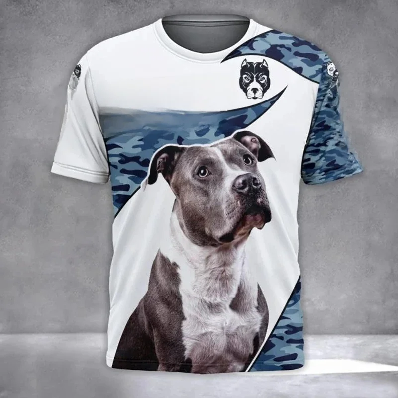 2024 męskie T-shirty z motywem psa Pitbull z nadrukiem 3d letnie topy moda na co dzień Casual Oversize T-shirt z krótkim rękawem odzież męska — zdjęcie 2