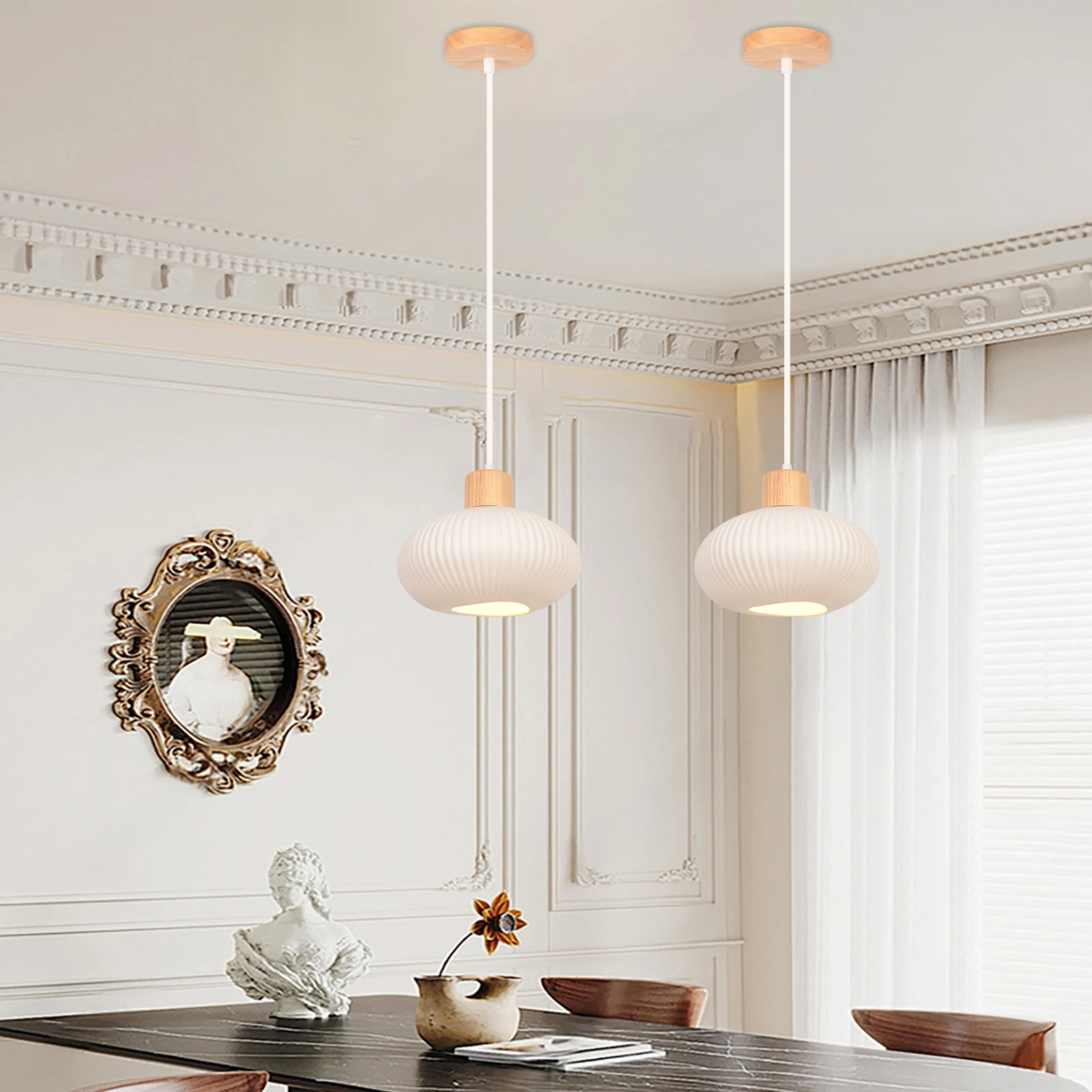 

Modern Minimalist Ceramic Pendant Lights for Dining Area Bar Counter Japanese-Style Zen Tea Room Bedroom Bedside Lamps