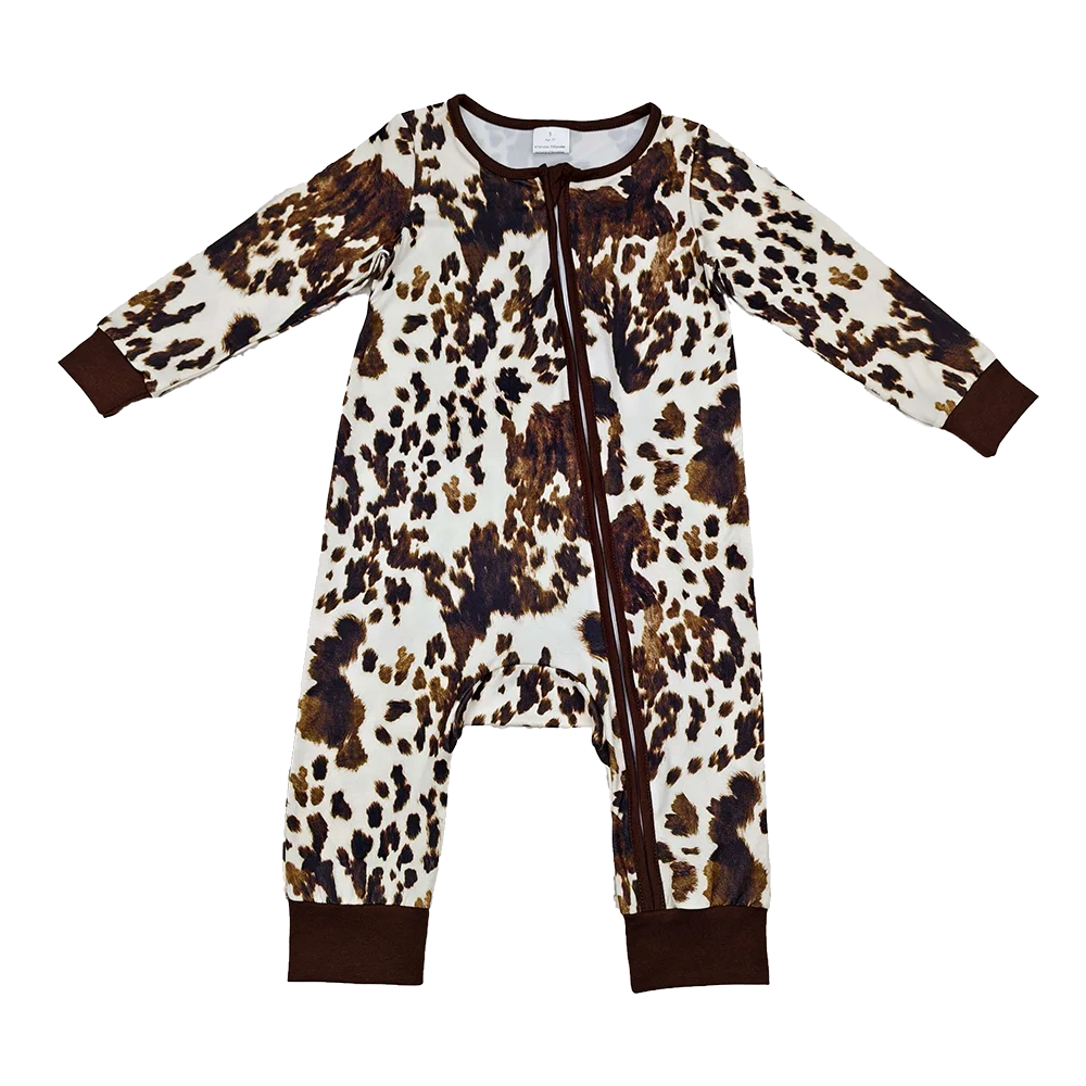 

LR2189 Baby Girls Winter Rompers Baby Girls Cowhide Zip Rompers